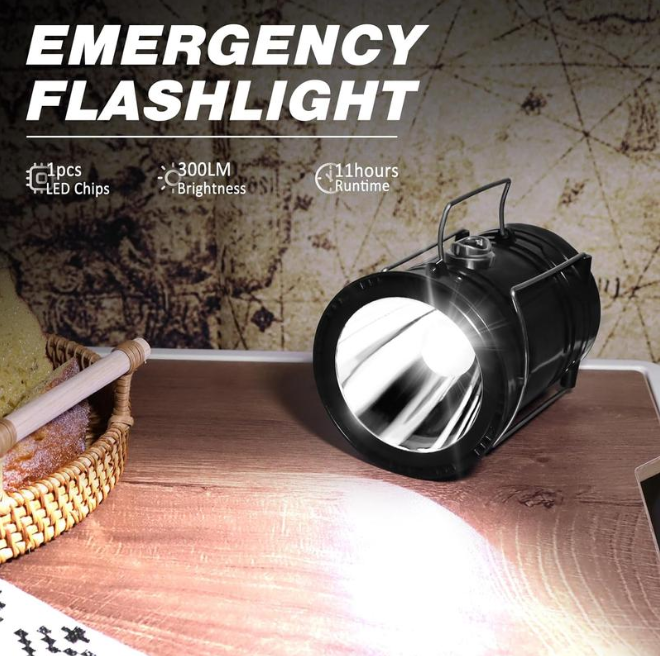3-in-1 Solar Collapsible Camping Light - LED Horse Lantern Flashlight with USB Phone Charger, Ultra-Bright Portable Tent Lamp for Camping & Emergency