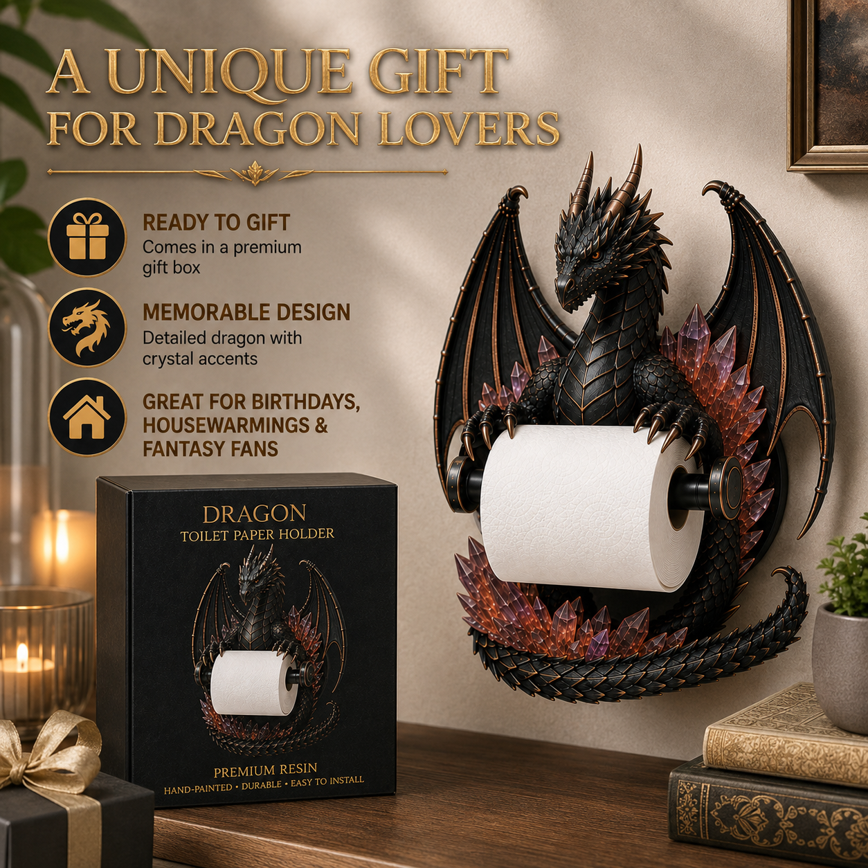 🔥LIMITED-TIME 50% OFF! ✨Crystal Dragon Toilet Paper Holder