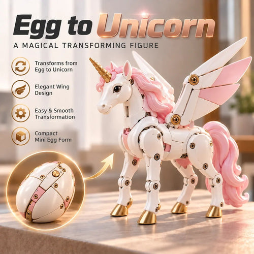 🎉🦄 2-in-1 Transforming Mechanical Unicorn Egg – Winged Fantasy Figure