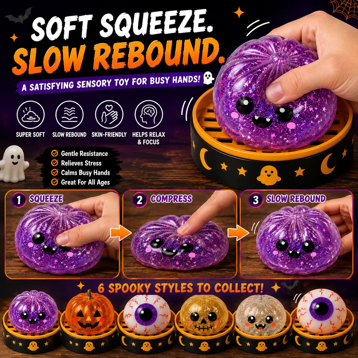 🔥49% OFF TODAY 🎃 Halloween Steamed Bun Squishy Mystery Box Toy