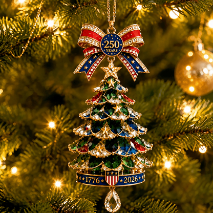 🎄250th Anniversary Jeweled Christmas Tree Ornament (1776–2026)