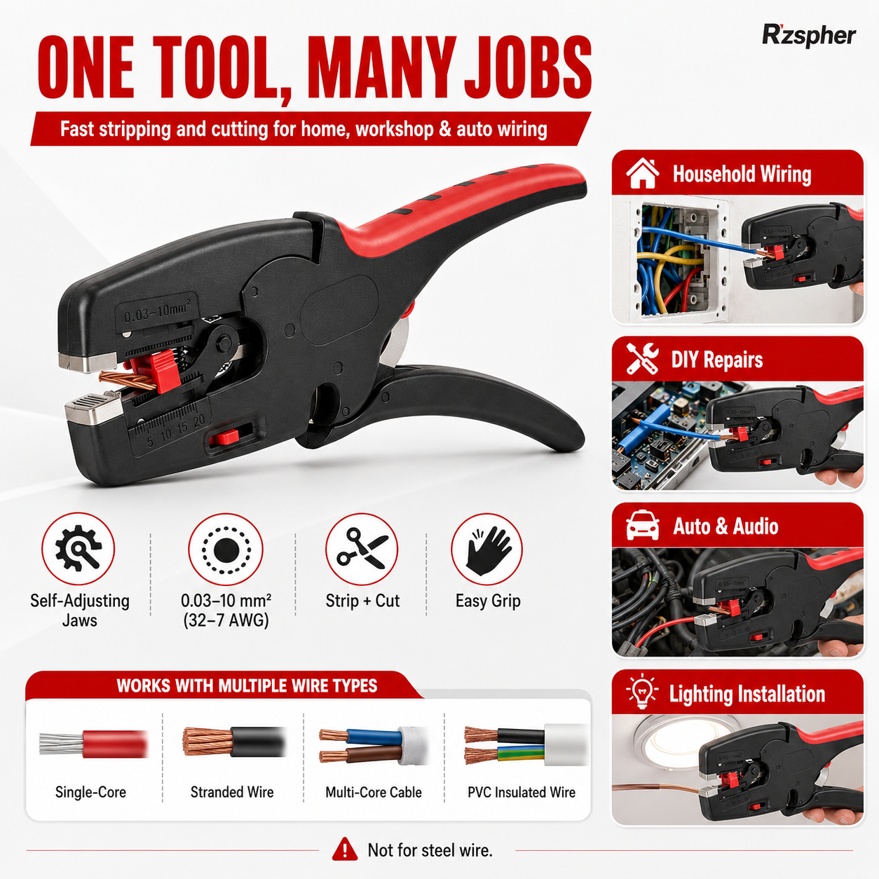 ⚡ HOT SALE | Automatic Wire Stripper & Cutter – Self-Adjusting 2-in-1 Cable Stripping Tool for Electrical & DIY Work
