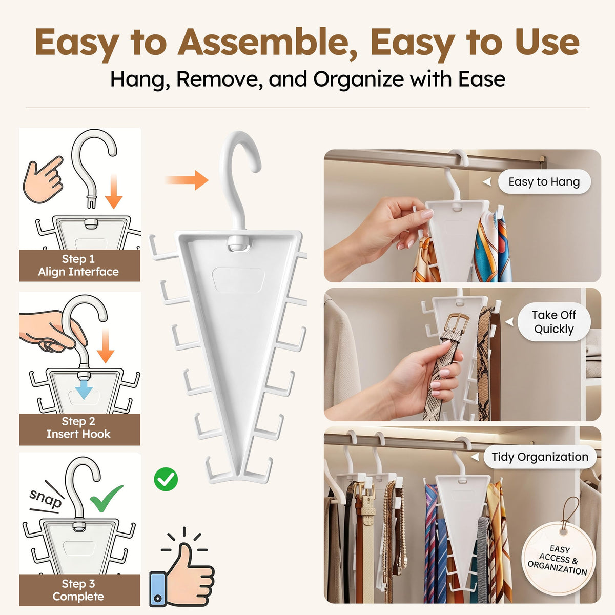 ✨ 12-Hook V-Shaped Closet Organizer – Save Space & Keep Accessories Tidy