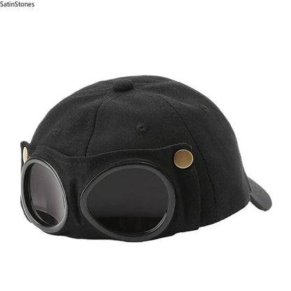 🧢 Pilot-Inspired Baseball Cap with Built-In Sunglasses – Novelty Goggle Sun Hat for Fishing, Boating & Outdoor Fun 🕶️✨