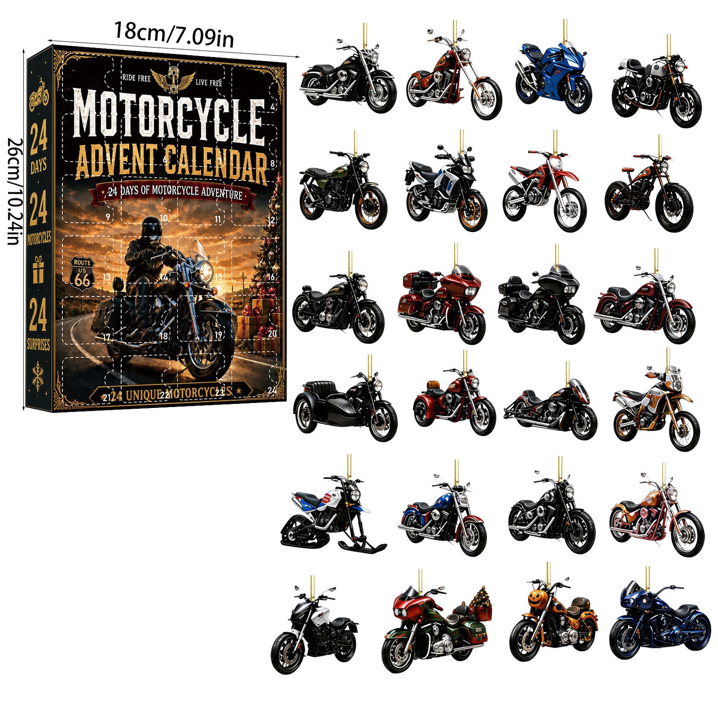 🏍️ Ride Into Christmas! 24-Day Motorcycle Theme Advent Calendar & Collector's Gift Box