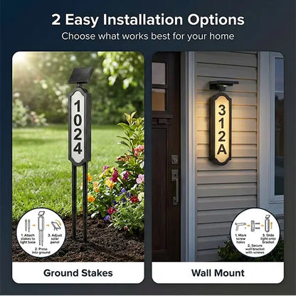 ☀️ Solar House Number Light | Waterproof Illuminated Address Sign With 3 Light Modes