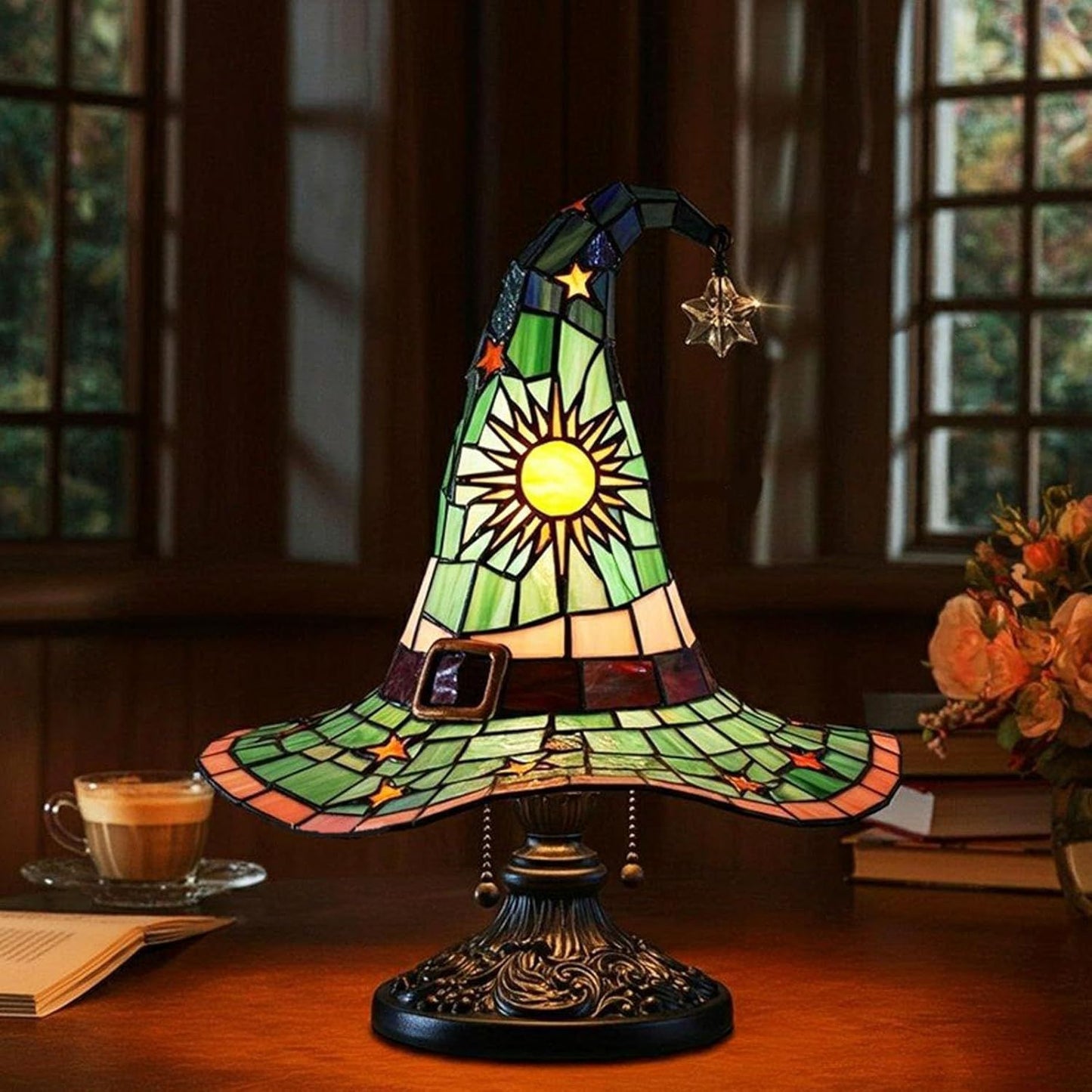 🧙‍♀️🪄Witch Hat Lamp That Casts Enchanting Glow, Stained Glass USB Light for Instant Halloween Vibe