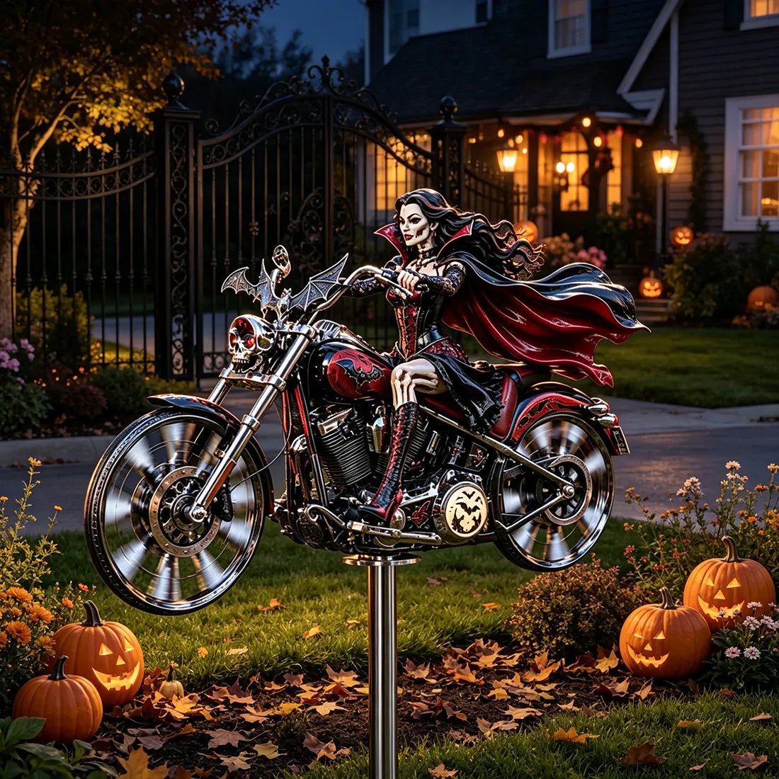 🎃 Halloween Motorcycle Garden Windmill 🏍