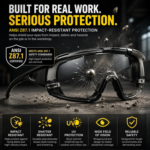 🕶️ Clear Indoors, Tinted Outdoors! Universal Photochromic Safety Glasses for Work & Outdoor ⚡🛡️