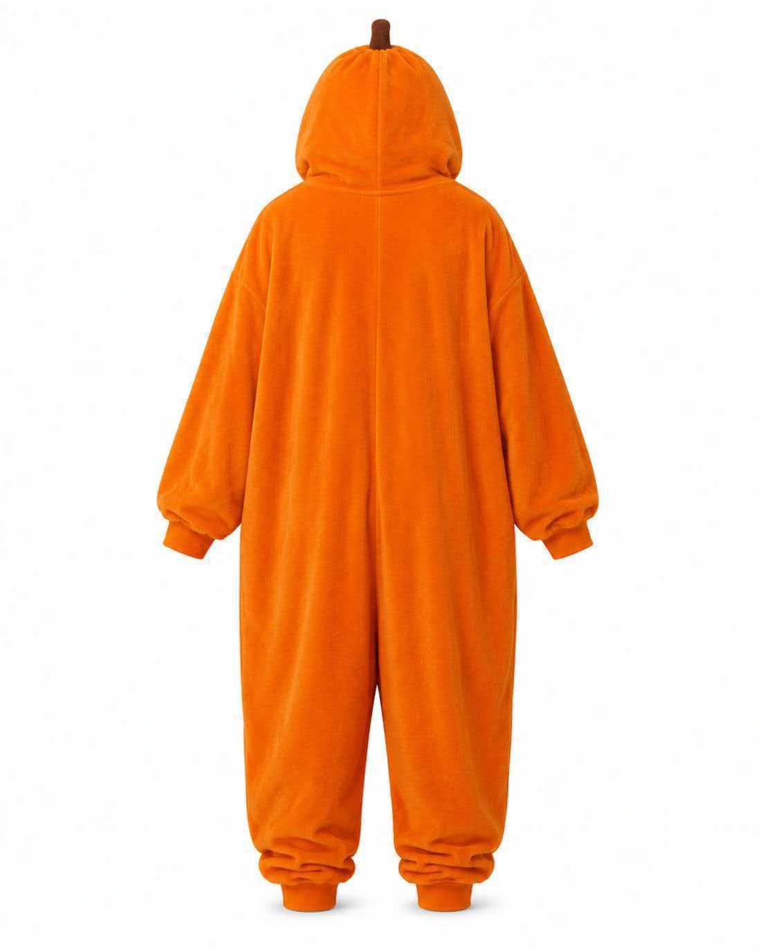 🎃 Unisex Pumpkin Halloween Onesie – Soft Plush Jumpsuit Pajamas with Hood & Pockets