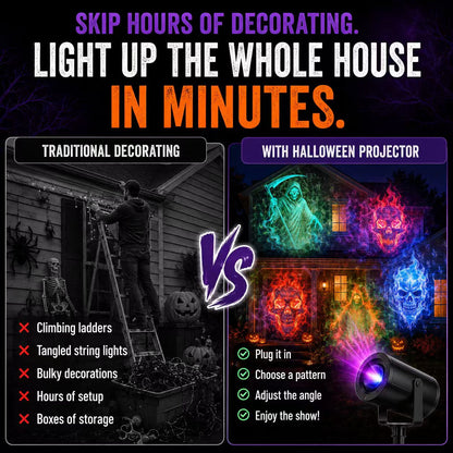 🎃 50% OFF TODAY! 32FT HD Halloween Projector Light – 10 Spooky Patterns to WOW Your Party 👻✨