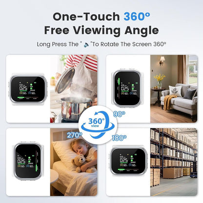 Multi-Function Home Safety Detector - CO,Gas, Smoke,Temperature & Humidity Monitor