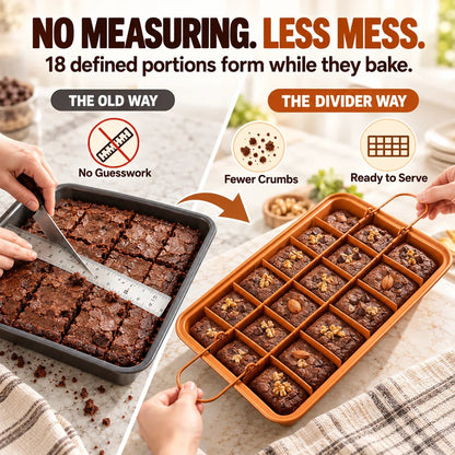 🔥HOT SALE🔥🍫 18-Section Removable Divider Brownie Pan – Thickened Carbon Steel Nonstick Baking Tray with Loose Bottom