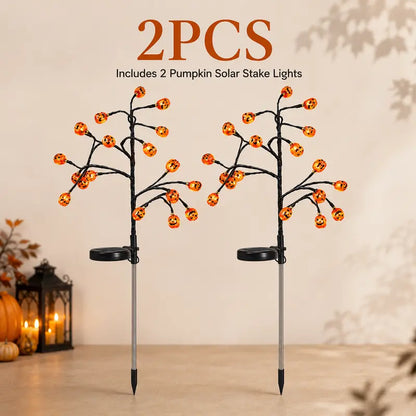 🎃 Pumpkin Solar Stake Lights 4PCS – Halloween Outdoor Yard Decor