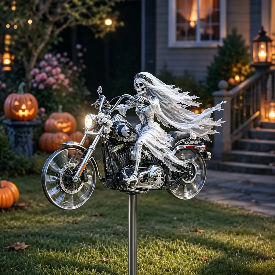🎃 Halloween Motorcycle Garden Windmill 🏍
