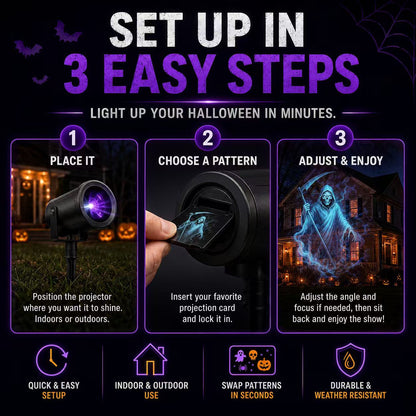 🎃 50% OFF TODAY! 32FT HD Halloween Projector Light – 10 Spooky Patterns to WOW Your Party 👻✨