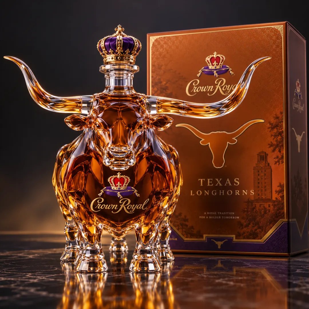 Crown Royal Texas Longhorns Whiskey Bottle