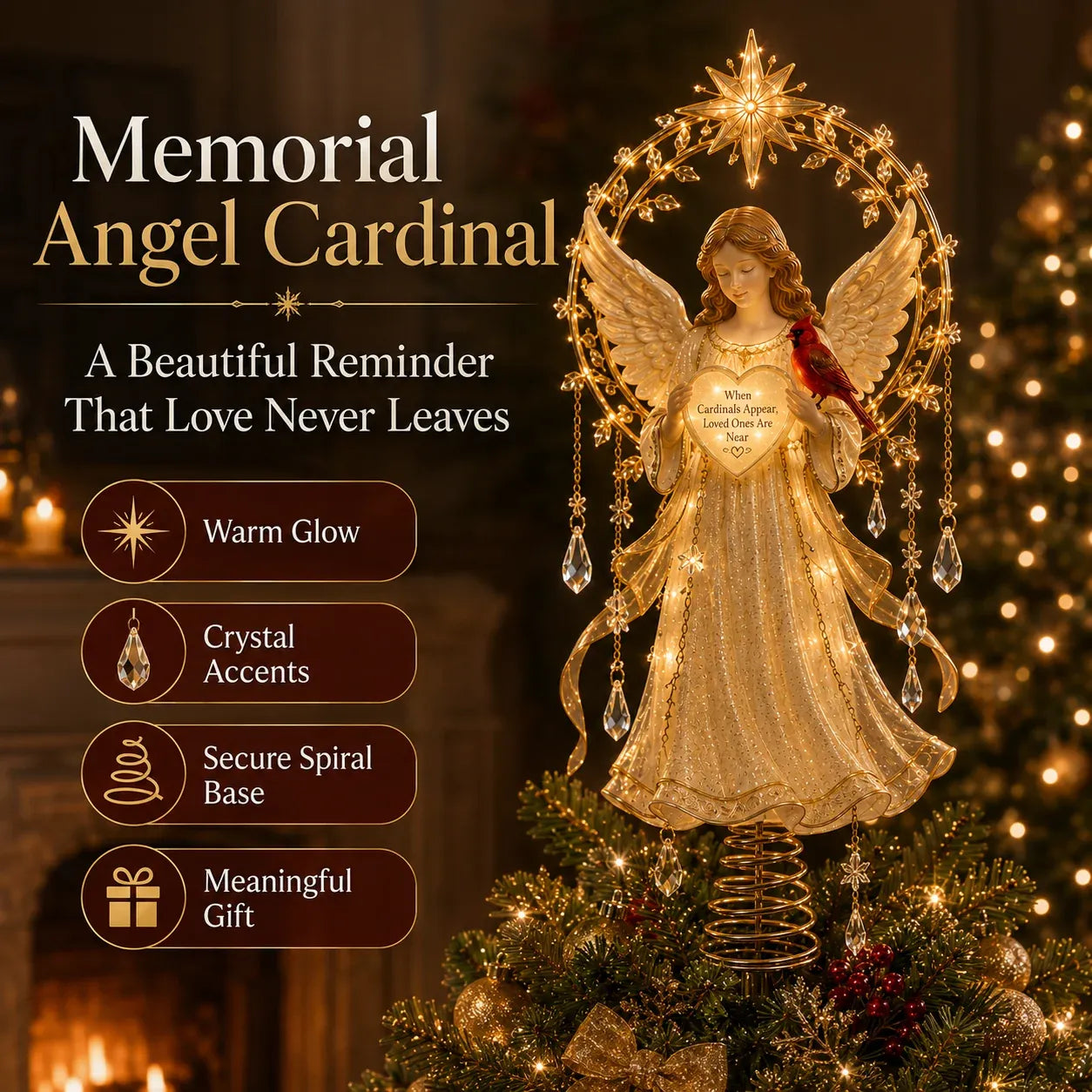 ⏳ Last Day 49% OFF – 🎄 Lighted Memorial Christmas Tree Topper Collection