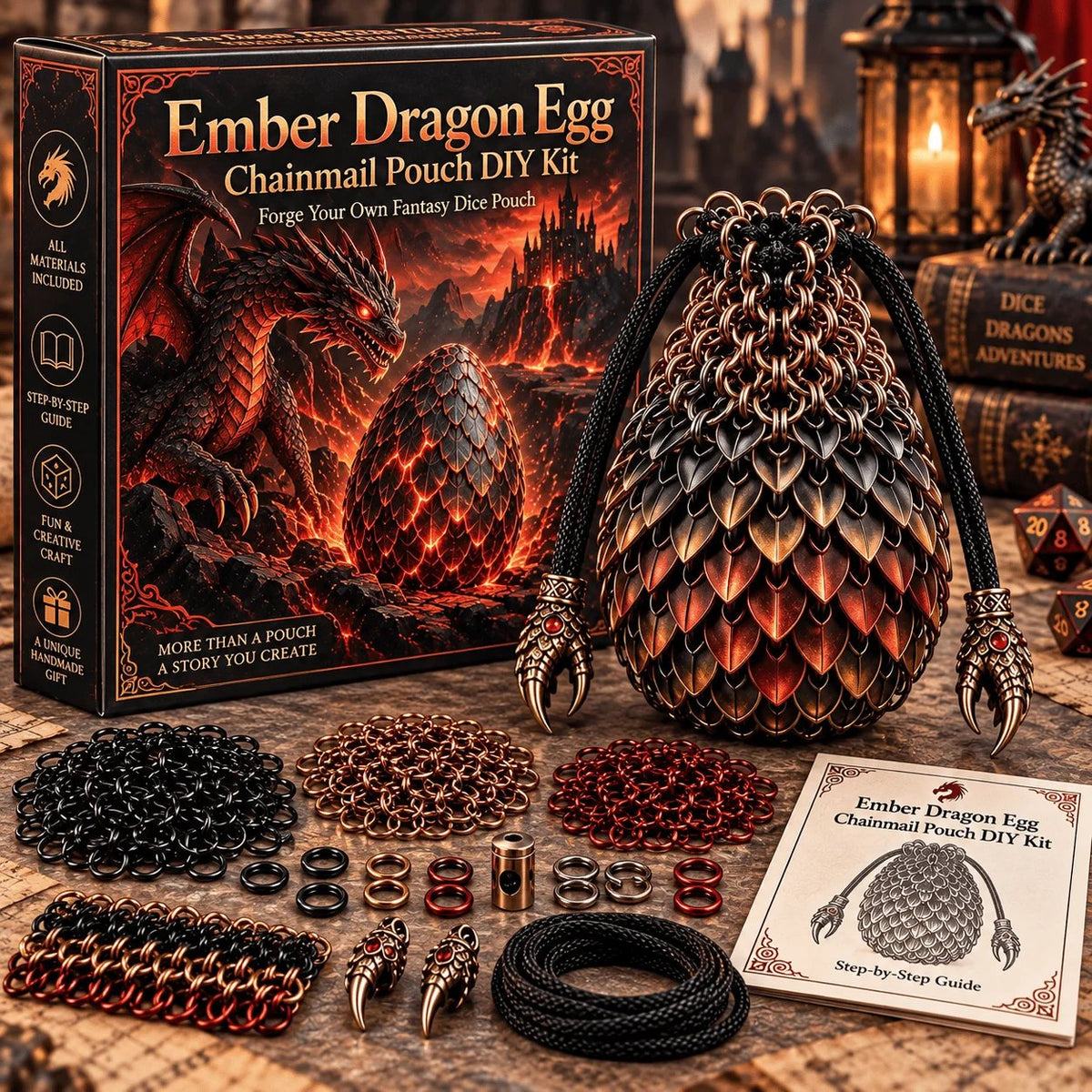 Dragon Egg Chainmail Pouch DIY Kit – 8 Fantasy Styles