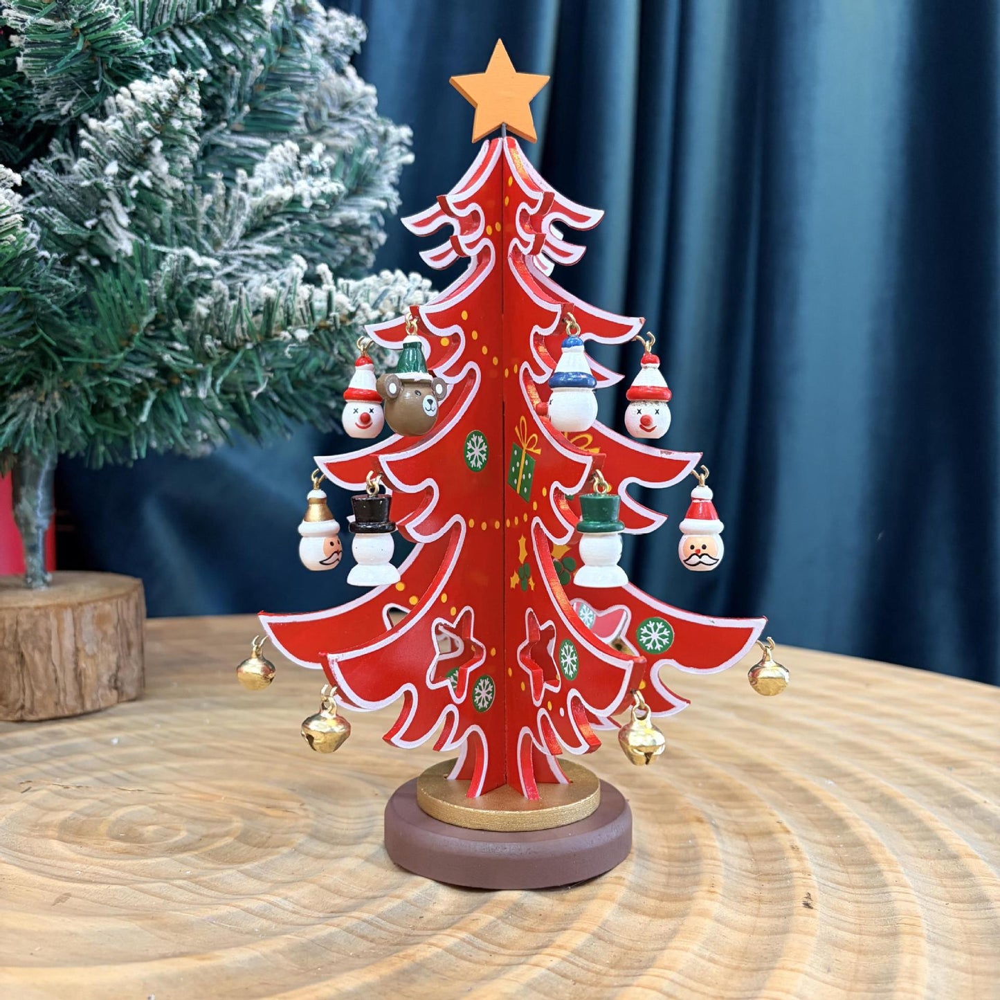 2026 Christmas Advent Calendar - Mini Wooden Christmas Tree Set with 30 Ornaments