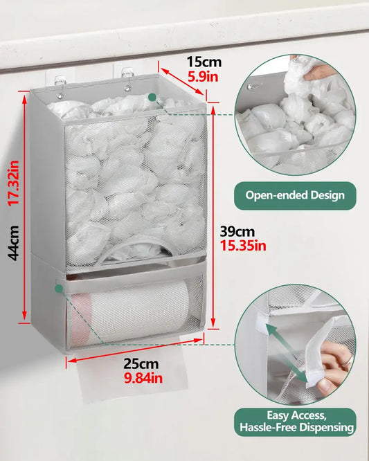 2-in-1 Durable Plastic Grocery Bag Holder, Organizing Kitchen Storage Organizer