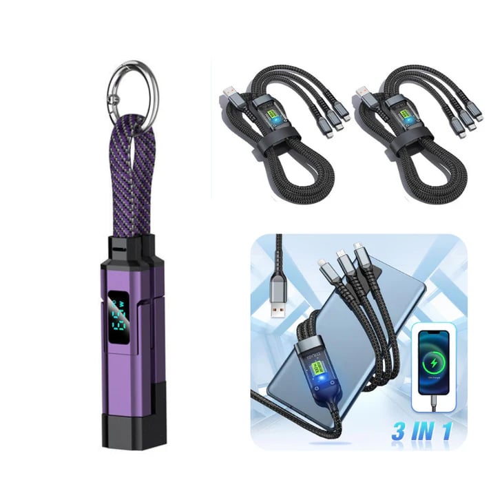 🔥HOT SALE 49% OFF🔥4-in-1 Digital Display Keychain Charging Cable