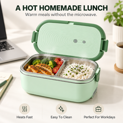Portable Electric Heated Lunch Box Water-Free Food Warmer