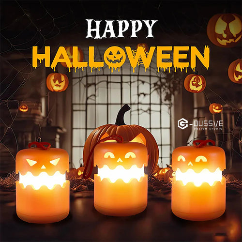 🎃 2-in-1 Foldable Halloween Pumpkin Lantern – Rechargeable LED Handheld Night Light with Dual Expressions & Hanging Lanyard