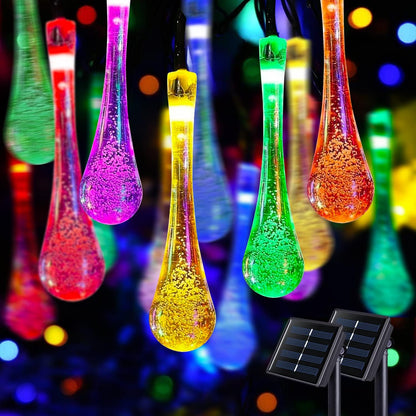 Multi-Color Solar Garden String Lights | Auto On/Off IP44 Waterproof for Patio & Party Decor