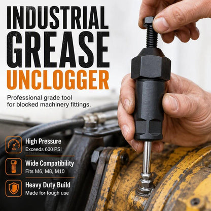 🔧Heavy-Duty Grease Fitting Cleaner – 600 PSI High-Pressure Grease Gun Unclogging Tool with M6/M8/M10 Adapters