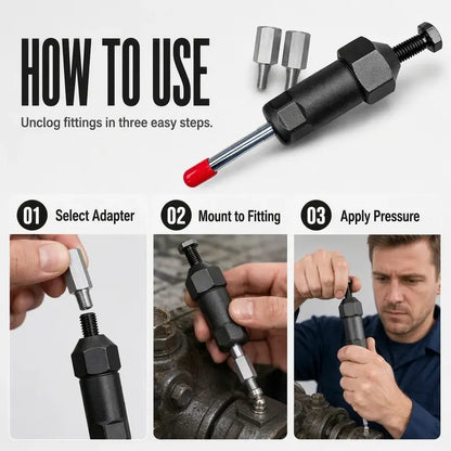 🔧Heavy-Duty Grease Fitting Cleaner – 600 PSI High-Pressure Grease Gun Unclogging Tool with M6/M8/M10 Adapters