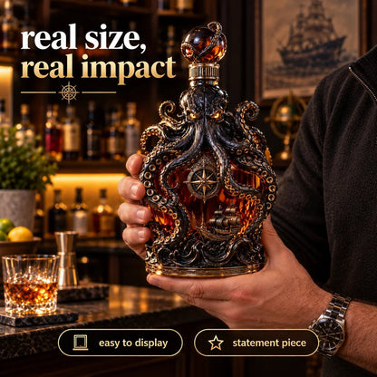 🔥Buy 2 Get 20% OFF🔥🐙Kraken Voyage Octopus Whiskey Decanter | Gothic Nautical Bar Centerpiece