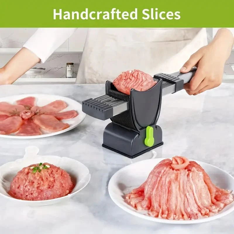 Manual Meat Slicer and Knife Sharpener Set for Home Cooking and BBQ