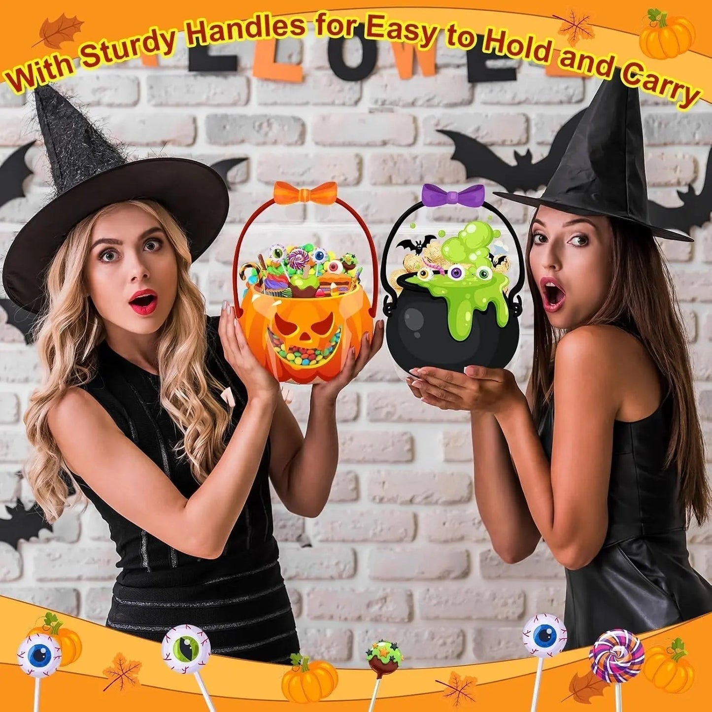 🎃Halloween Goodie Bags Plastic Candy Gift Bags with Handle