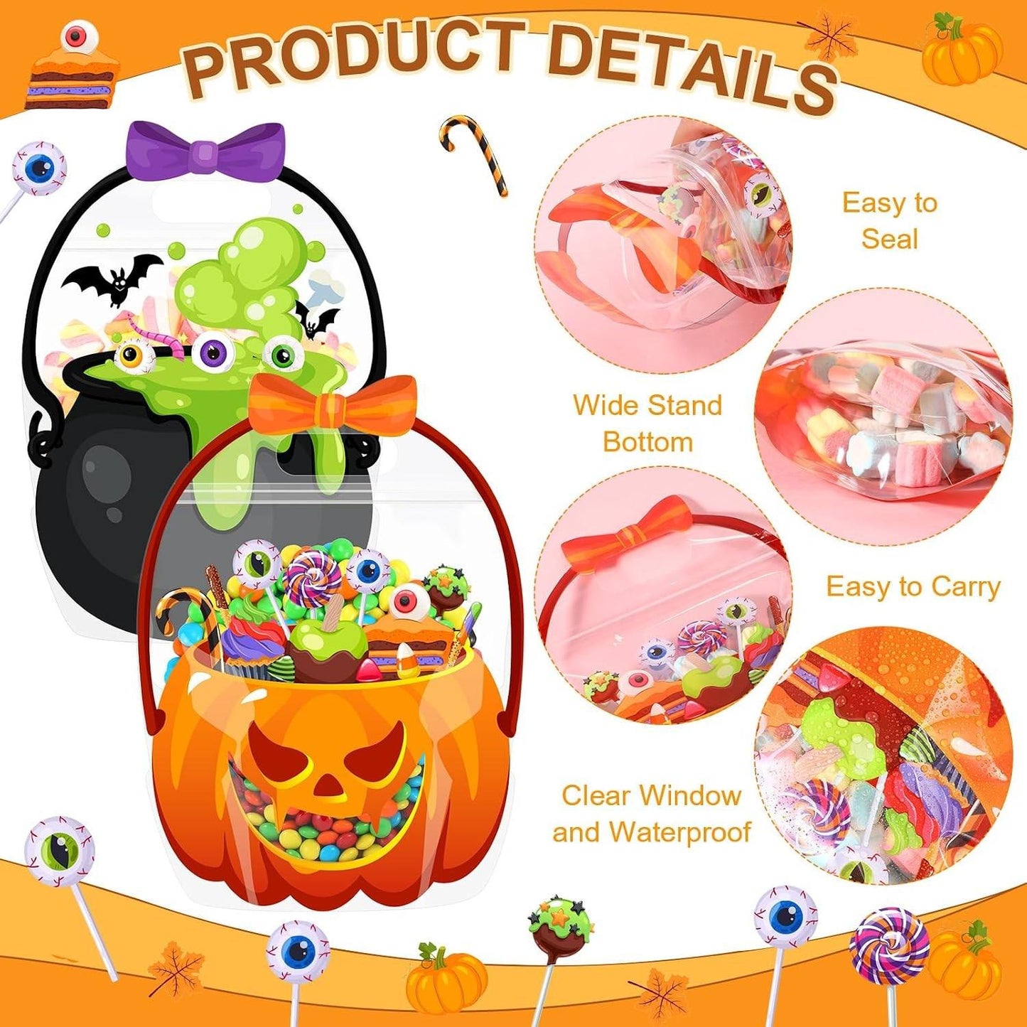 🎃Halloween Goodie Bags Plastic Candy Gift Bags with Handle