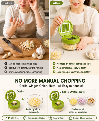 🧄 Press-Type Mini Garlic Dicer, Multi-Purpose Vegetable Cube Cutter for Kitchen Prep &amp; Baby Food