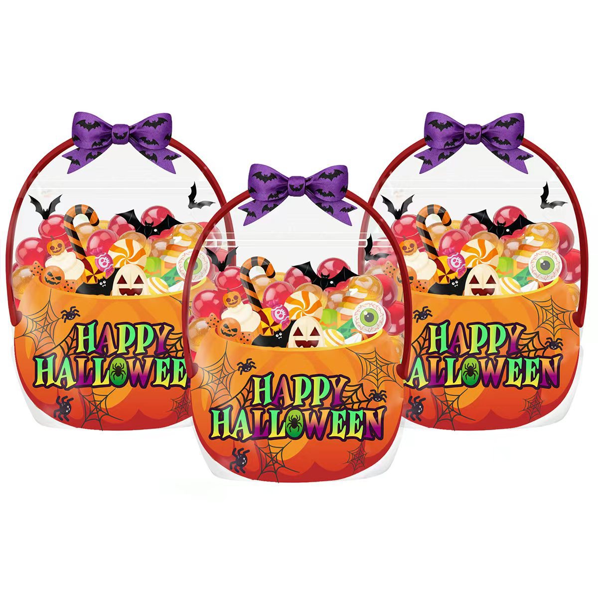 24/50 Pcs Halloween Goodie Bags Plastic Candy Bag Trick or Treat Bags with Cauldron Skeleton black Cat Skull Pumpkin Design,Treat Bags for Student Teacher Colleagues Neighbors,Classroom Snack Storage for Halloween Birthday Party Favor Supplies