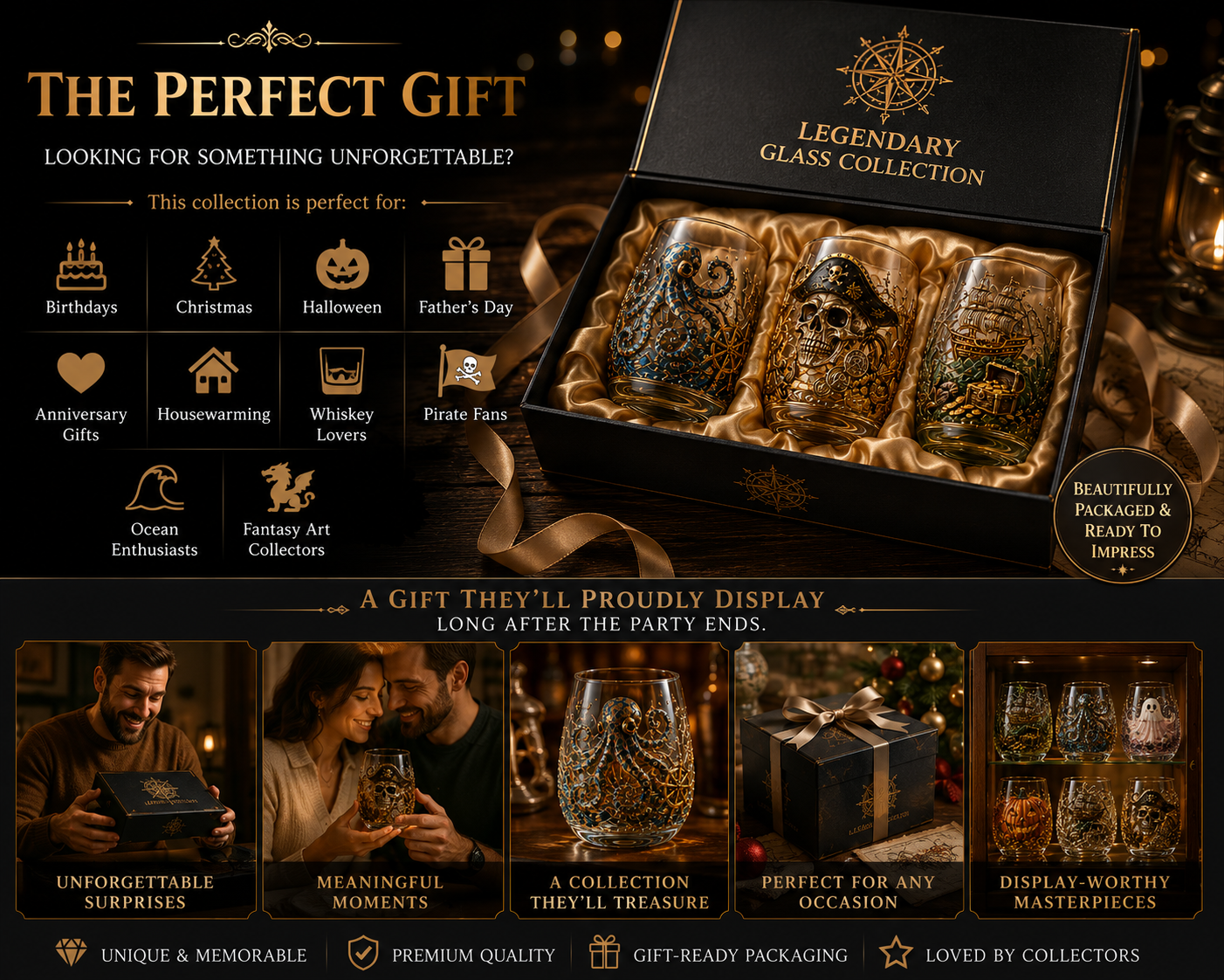 Release The Kraken Pirate Glass Collection — 3-Piece Legendary Ocean Treasure Set - KRAKEN RISE GLass