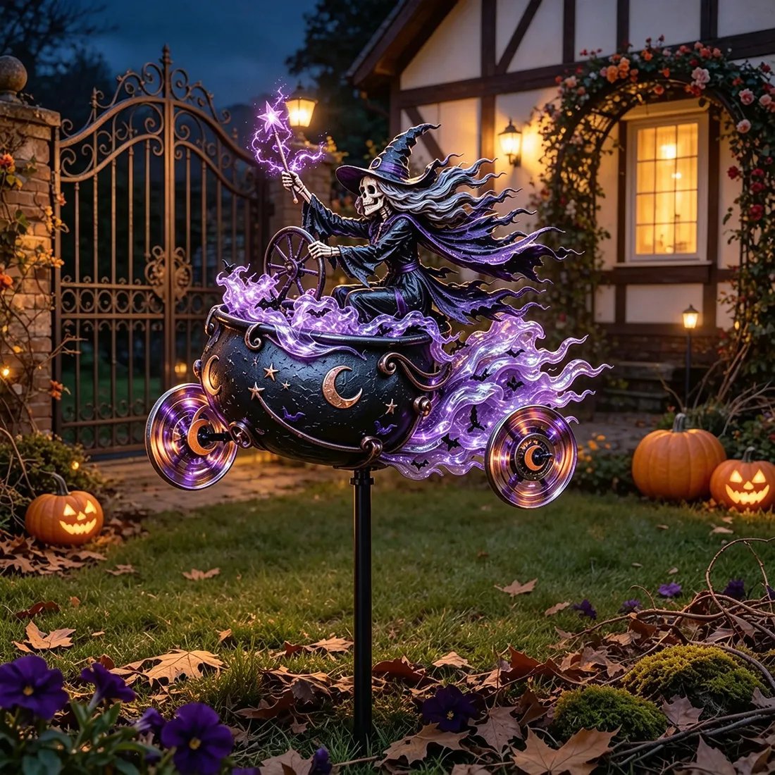 🎃 Halloween Motorcycle Garden Windmill 🏍