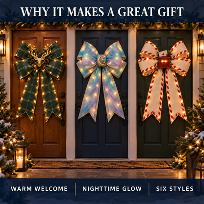 ✨ Oversized Light-Up Christmas Door Bow | 6 Festive Styles