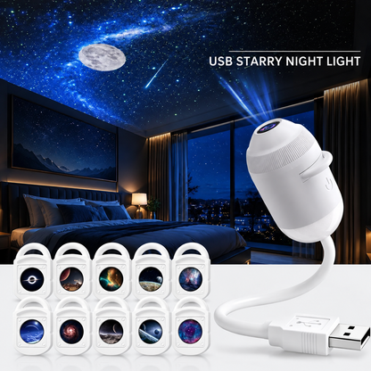 USB Star Sky Projector Lamp, Mini Galaxy Bedroom Night Light ✨
