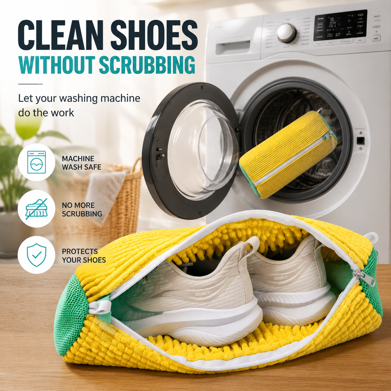 No-Scrub Shoe Washing Bag 👟– Clean & Protect Your Sneakers In The Washing Machine