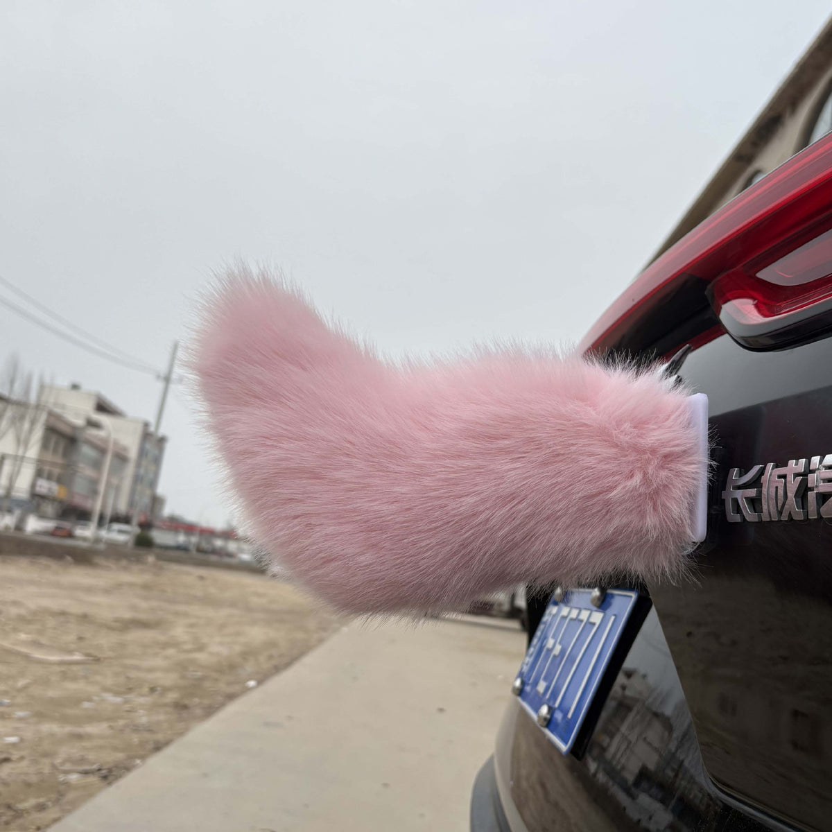 Electric Cat Tail for Car Decoration, Remote-Controlled Wagging Plush Tail for Car