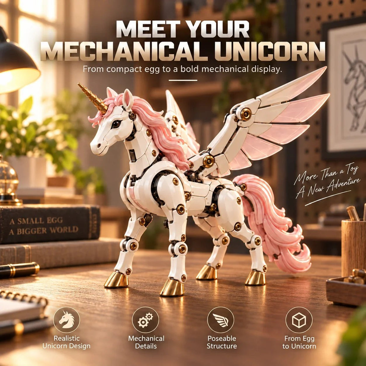 🎉🦄 2-in-1 Transforming Mechanical Unicorn Egg – Winged Fantasy Figure