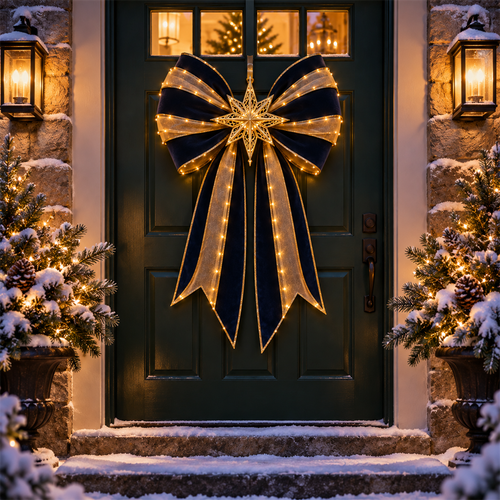 ✨ Oversized Light-Up Christmas Door Bow | 6 Festive Styles