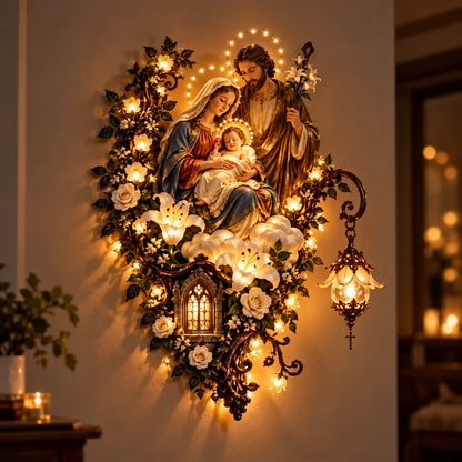 🙏✨ Glowing Blessed Mother Floral Wall Décor