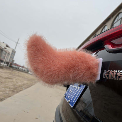 Electric Cat Tail for Car Decoration, Remote-Controlled Wagging Plush Tail for Car
