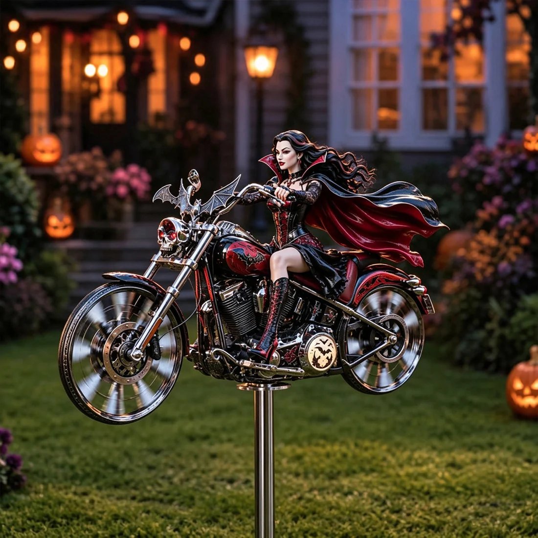 🎃 Halloween Motorcycle Garden Windmill 🏍