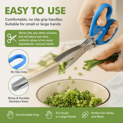 Kitchen-Grade Five-Layer Stainless Steel Multi-Functional Scallion Cutter