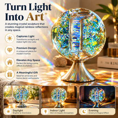 🌈 Optical Glass Light Sculpture – Rainbow Reflection Home Decor ✨